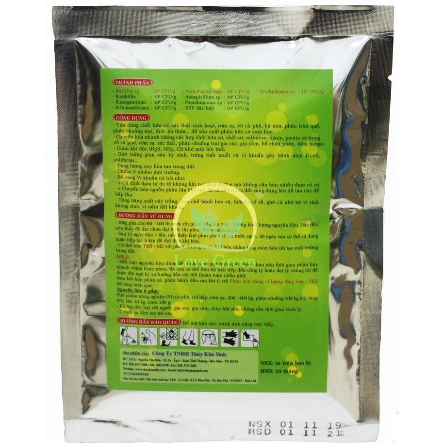 Ủ Phân Hữu Cơ Chế Phẩm Vi Sinh Vật Tks-M2 100G