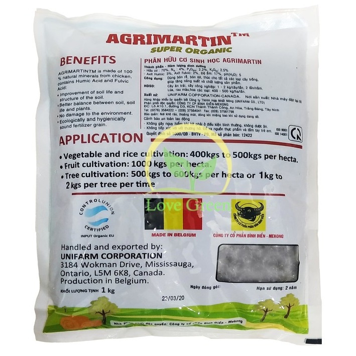 Phân Bón Hữu Cơ Agrimartin 1Kg