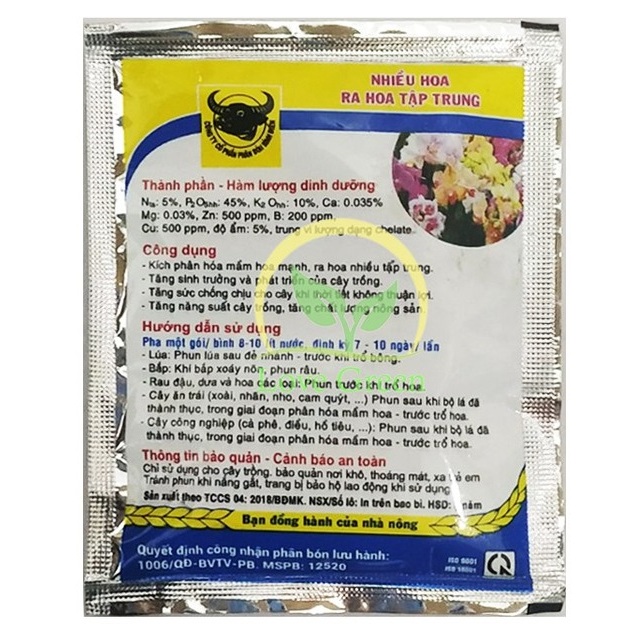 Phân Bón Kích Thích Ra Hoa Nhiều Hoa (Phân Đầu Trâu 5-45-10) 10G